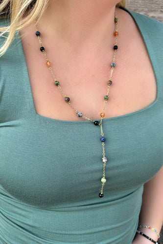 LAINEY BEADED LARIAT NECKLACE