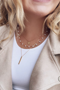GOLD BAR TRIPLE LAYER NECKLACE